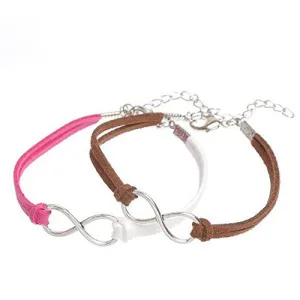 Retro Style Velvet Lobster Clasp Bracelet Mixed Antique Silver Infinity Symbol Findings & Extender Chain 20cm(7 7/8")long