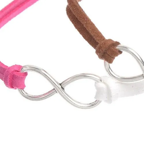Retro Style Velvet Lobster Clasp Bracelet Mixed Antique Silver Infinity Symbol Findings & Extender Chain 20cm(7 7/8")long