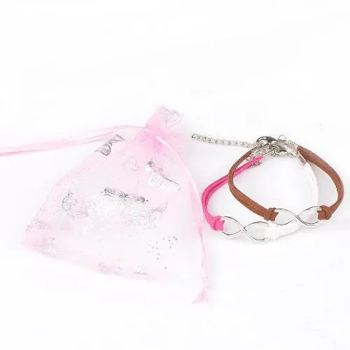 Retro Style Velvet Lobster Clasp Bracelet Mixed Antique Silver Infinity Symbol Findings & Extender Chain 20cm(7 7/8")long
