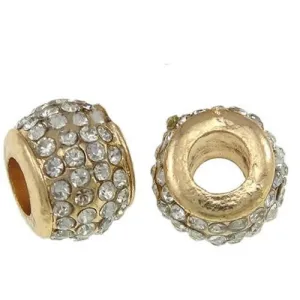 Rhinestone Birthstone April Clear  Crystal Spacer European Bead Compatible for Most European Snake Chain Bracelet