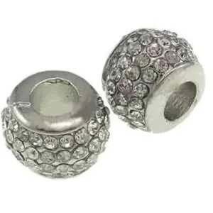 Rhinestone Birthstone April Clear  Diamond Spacer European Bead Compatible for Most European Snake Chain Bracelet