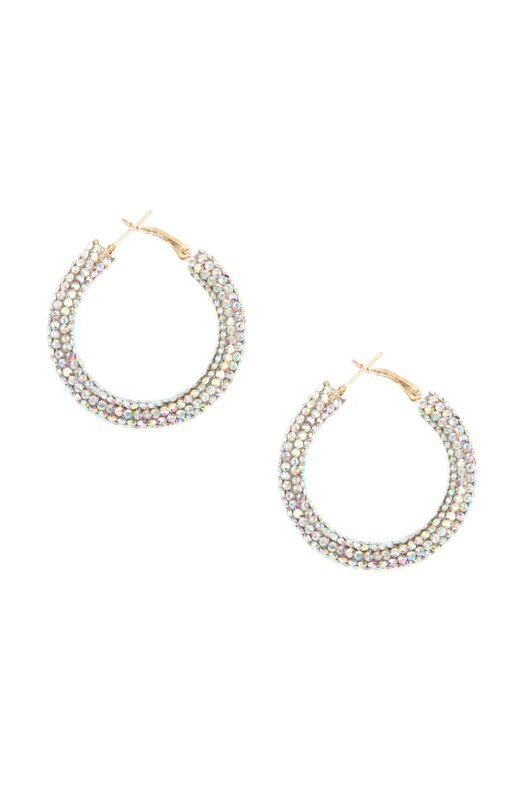 RHINESTONE COATED HOOP EARRINGS