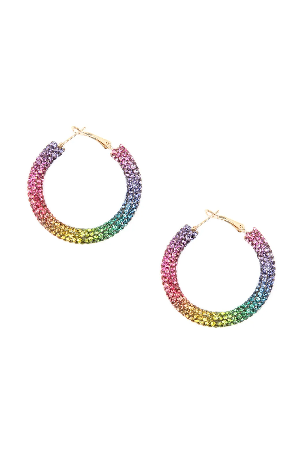 RHINESTONE COATED HOOP EARRINGS