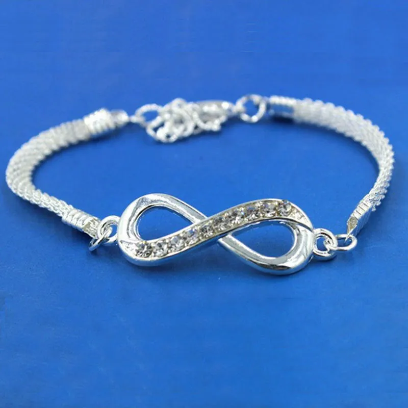 Rhinestone Infinity Bracelet 8 Number Pendant Couple Bracelets
