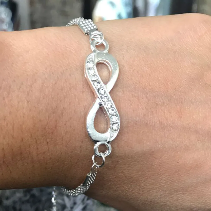 Rhinestone Infinity Bracelet 8 Number Pendant Couple Bracelets