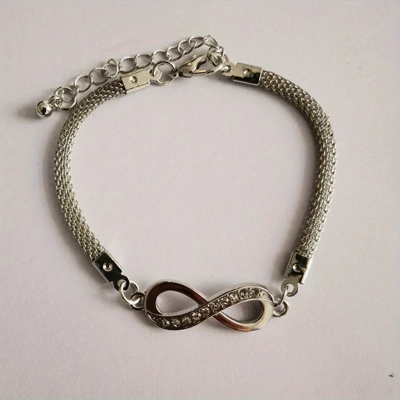 Rhinestone Infinity Bracelet 8 Number Pendant Couple Bracelets