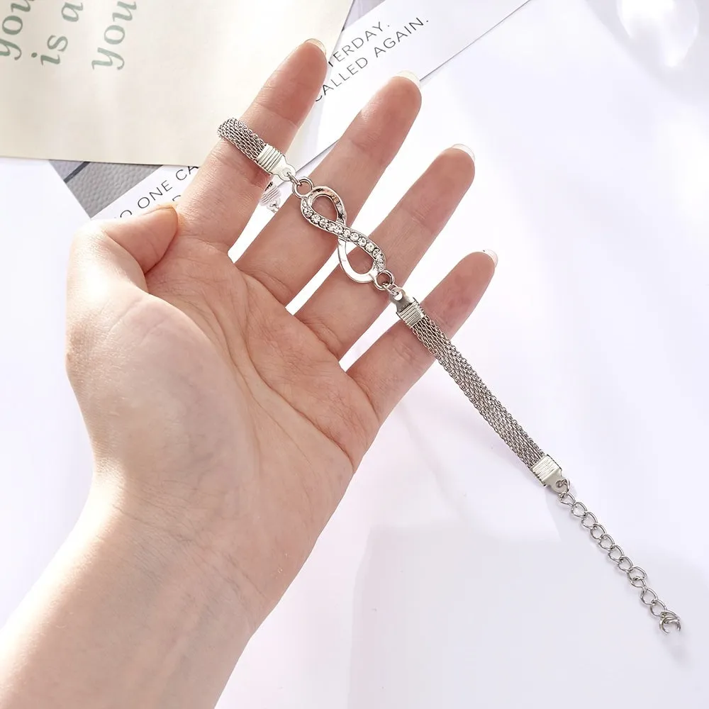 Rhinestone Infinity Bracelet 8 Number Pendant Couple Bracelets