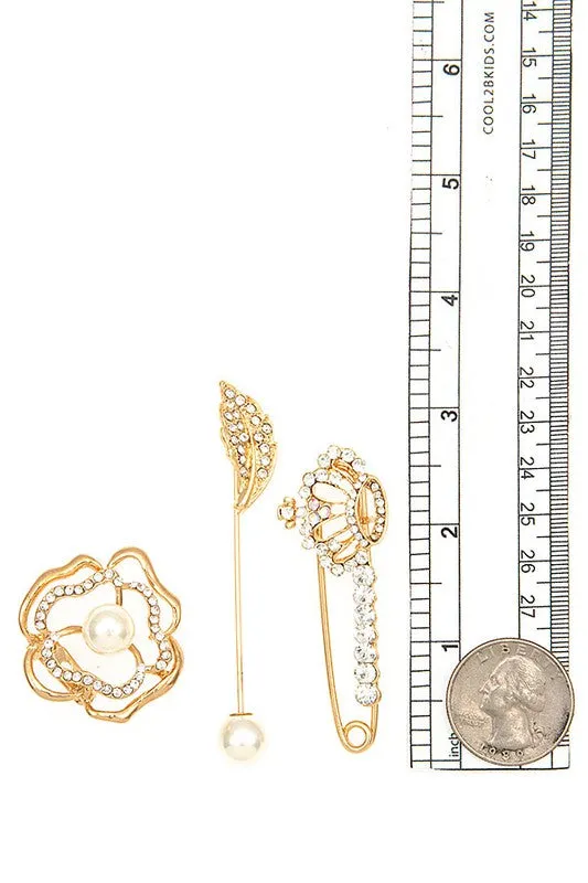 Rhinestone Pave Floral Mix Brooch
