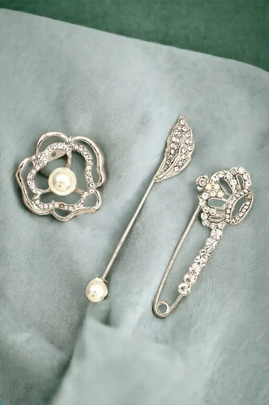 Rhinestone Pave Floral Mix Brooch