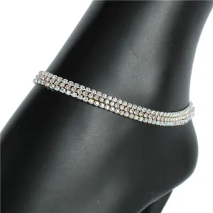 Rhinestones 3 Layers Multi Color Anklet