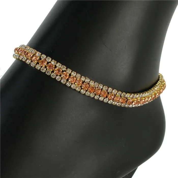 Rhinestones 3 Lines Anklet