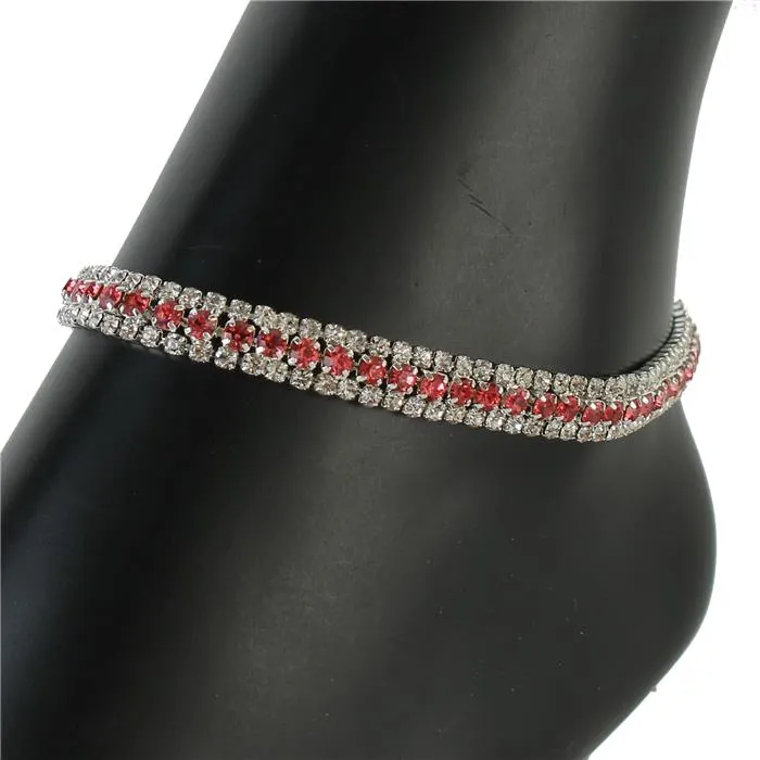 Rhinestones 3 Lines Anklet