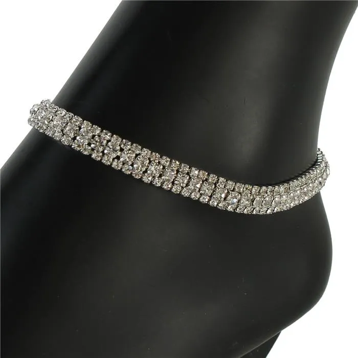 Rhinestones 3 Lines Anklet