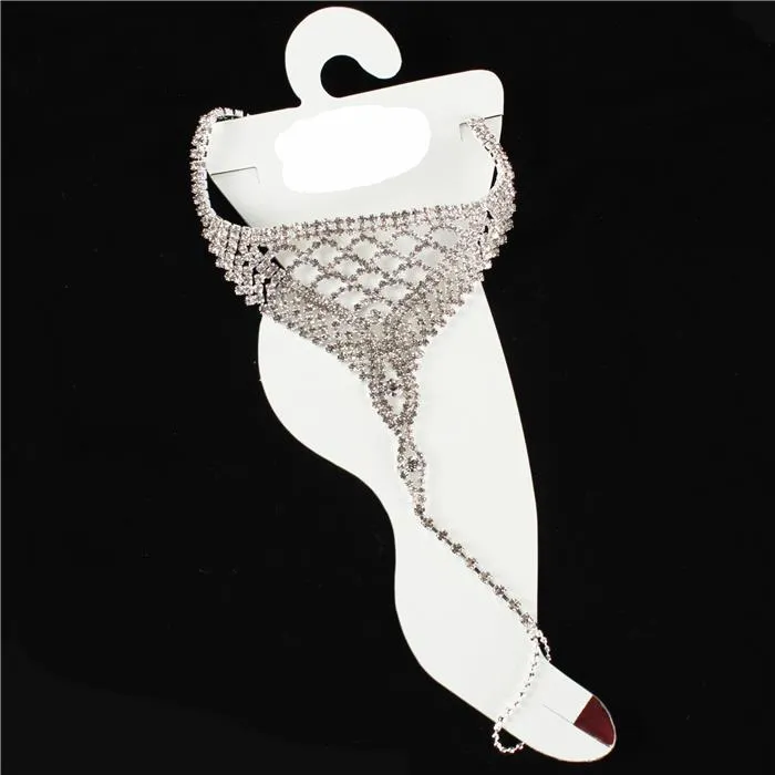 Rhinestones Anklets With Toe Ring