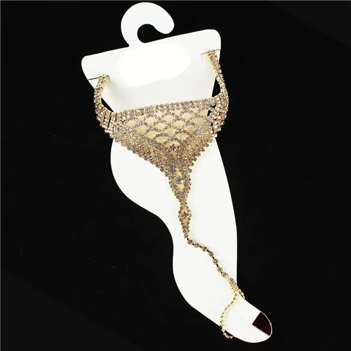 Rhinestones Anklets With Toe Ring