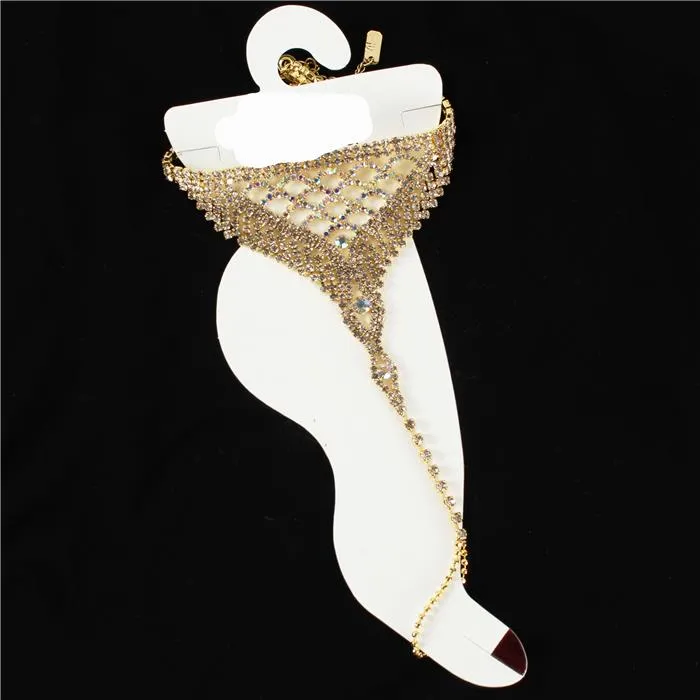 Rhinestones Anklets With Toe Ring