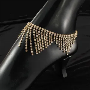 Rhinestones Fringed Anklets