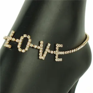 Rhinestones Love Anklet