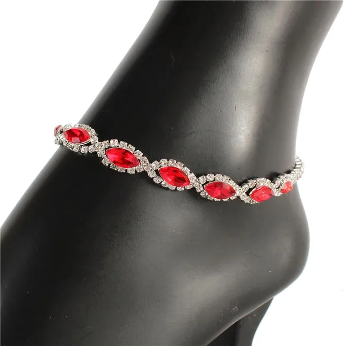 Rhinestones Oval Anklet