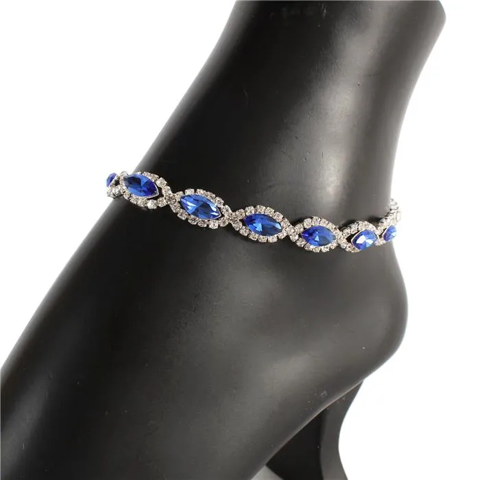 Rhinestones Oval Anklet