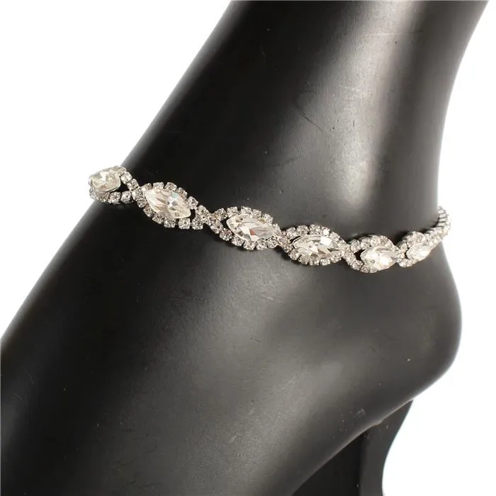 Rhinestones Oval Anklet