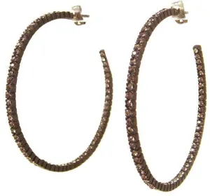 Rhodium Plated & Crystal Hoop Earrings