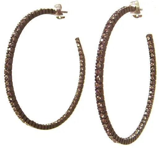 Rhodium Plated & Crystal Hoop Earrings
