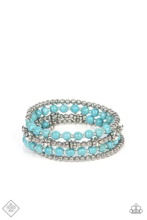 Road Trip Remix - Blue - Turquoise Stone Paparazzi Coil Bracelet - June 2022 Simply Santa Fe