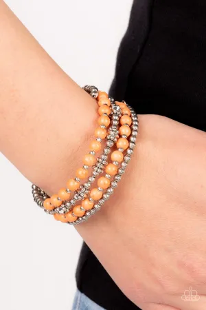 Road Trip Remix - Orange - Stone and Silver Bead Paparazzi Coil Bracelet