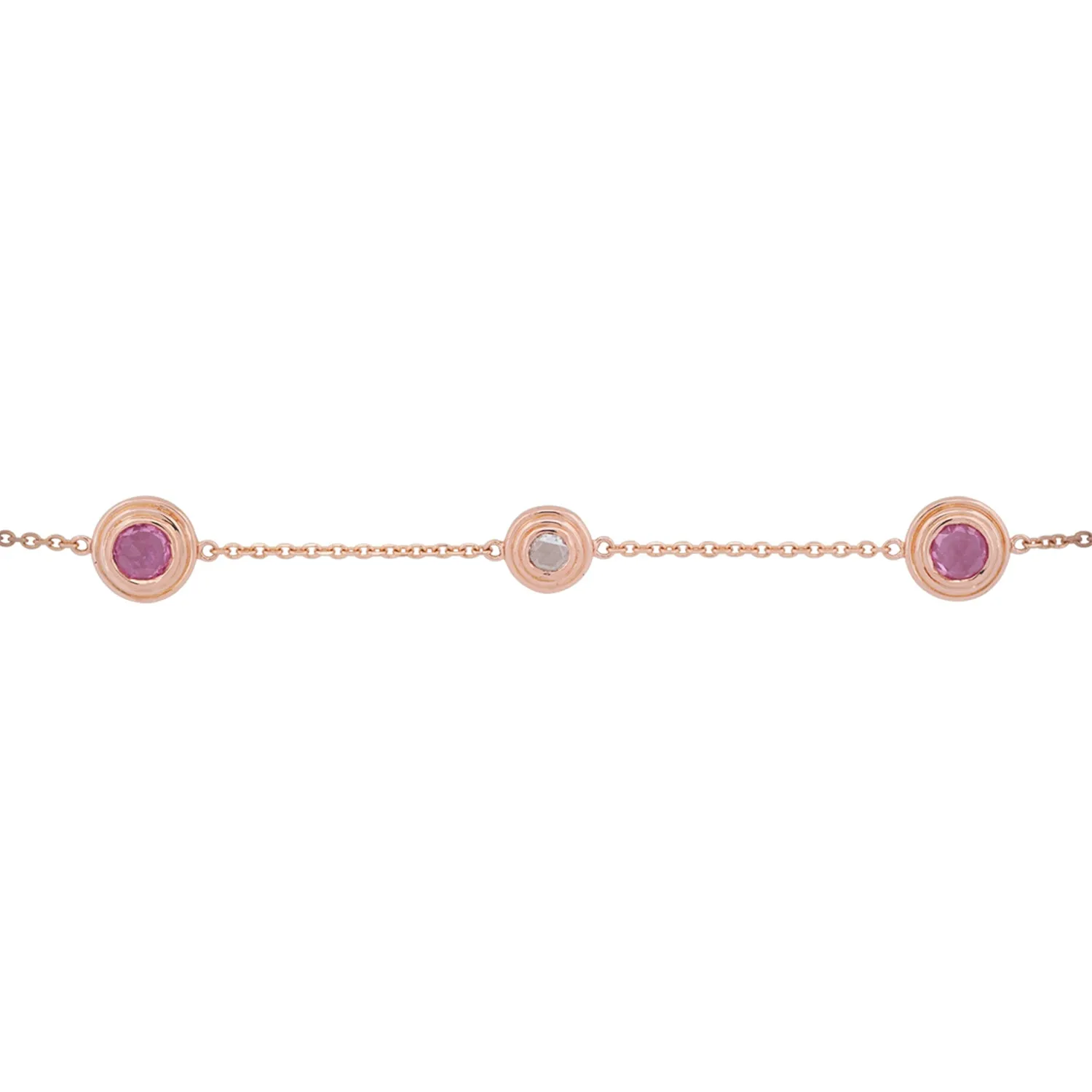 Rose Cut Pink Sapphire & Diamond Bracelet