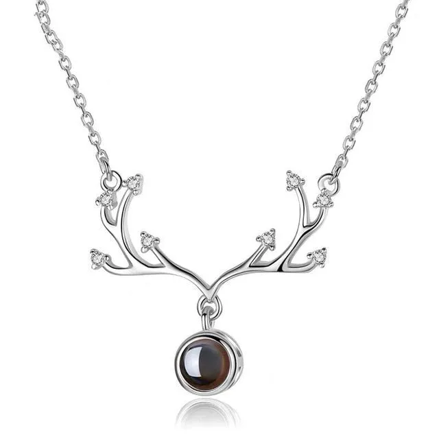 Rose Gold 100 Languages I Love You Projection Pendant Necklace for women Jewelry Love Memory Wedding Necklace Valentine's Day