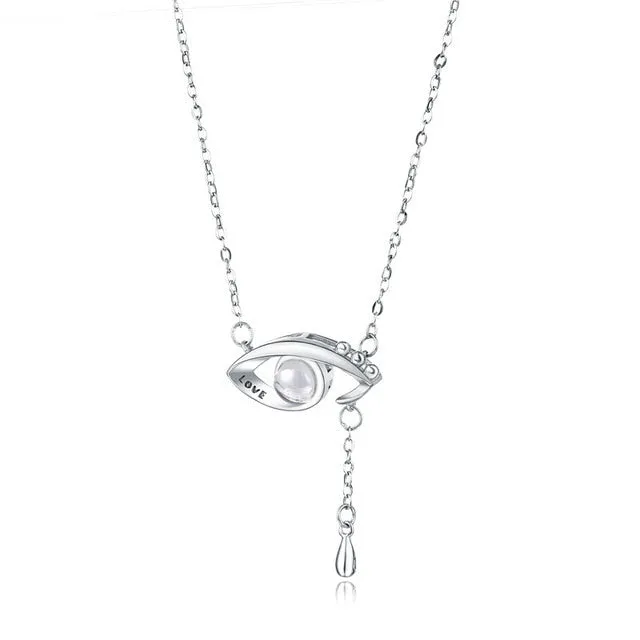 Rose Gold 100 Languages I Love You Projection Pendant Necklace for women Jewelry Love Memory Wedding Necklace Valentine's Day