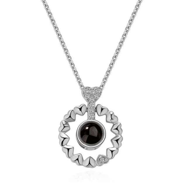Rose Gold 100 Languages I Love You Projection Pendant Necklace for women Jewelry Love Memory Wedding Necklace Valentine's Day