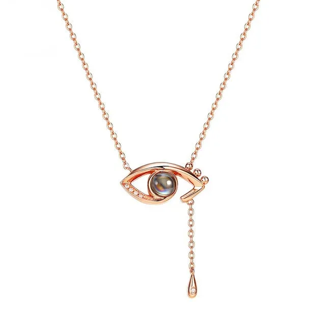 Rose Gold 100 Languages I Love You Projection Pendant Necklace for women Jewelry Love Memory Wedding Necklace Valentine's Day