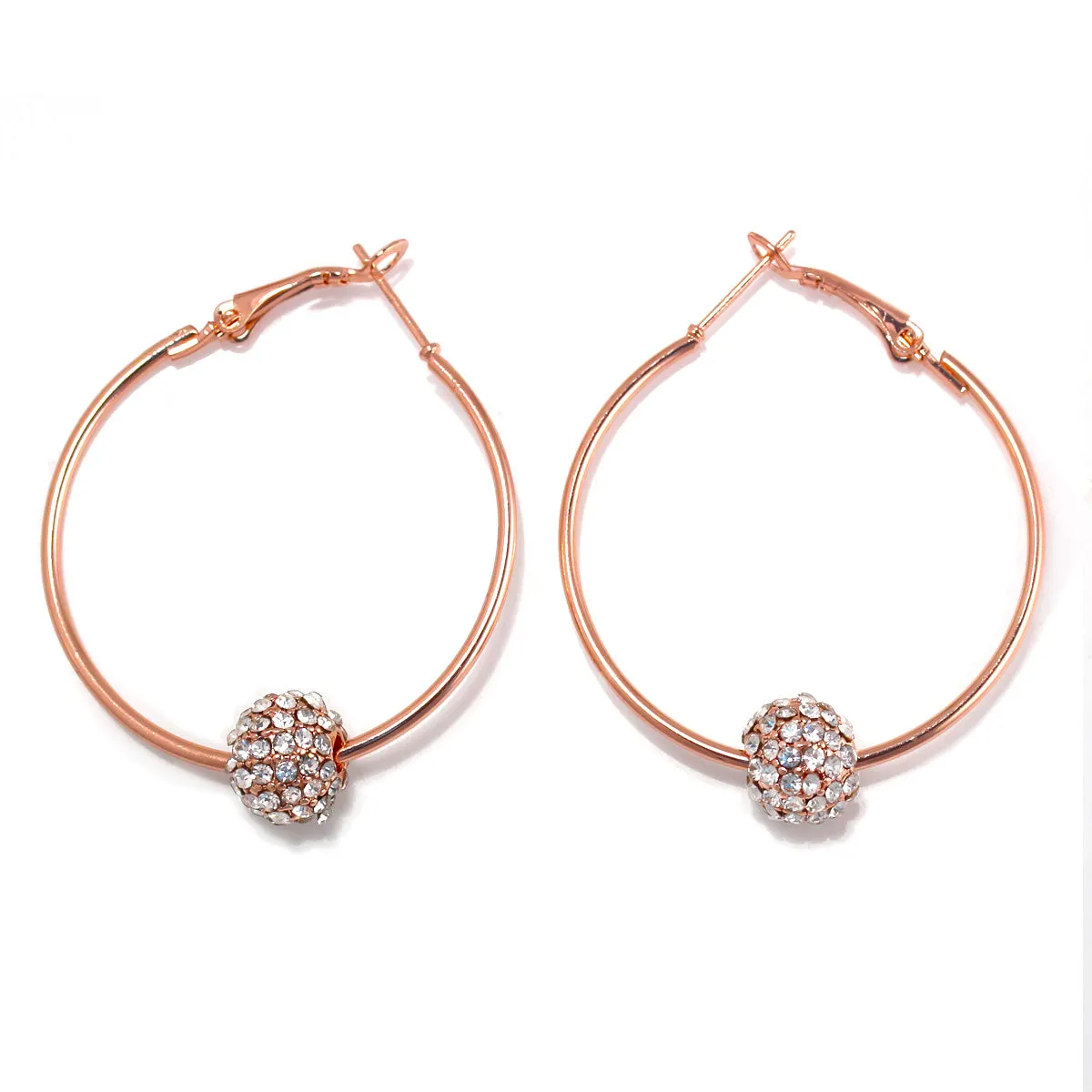 ROSE GOLD CRYSTAL FIREBALL HOOP EARRINGS #ER5483RG