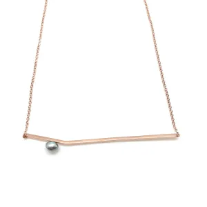 Rose Gold Pearl Line Necklace