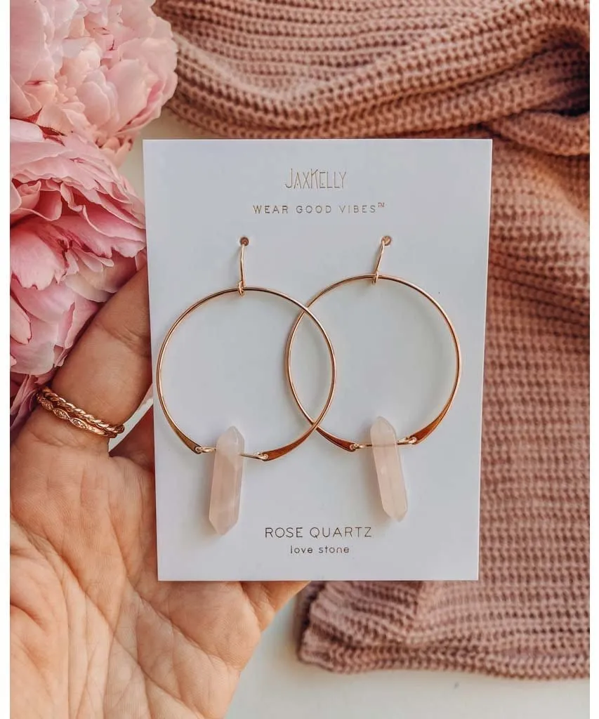 Rose Quartz Crystal Hoop