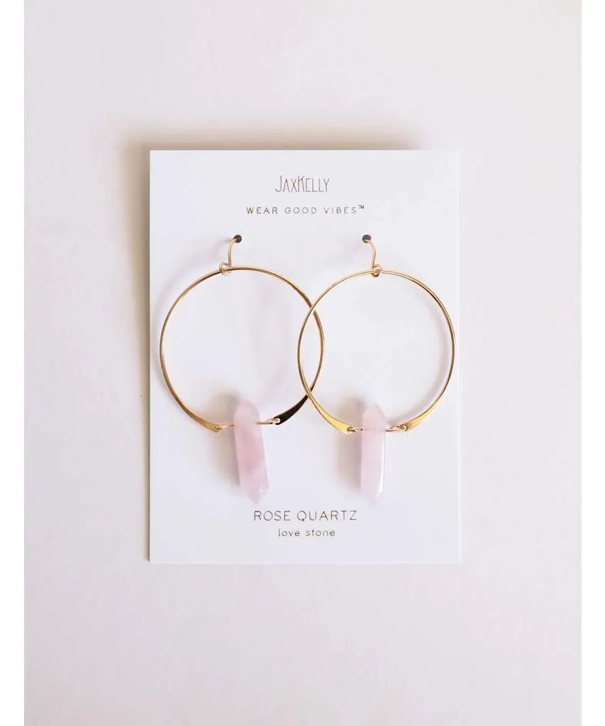 Rose Quartz Crystal Hoop