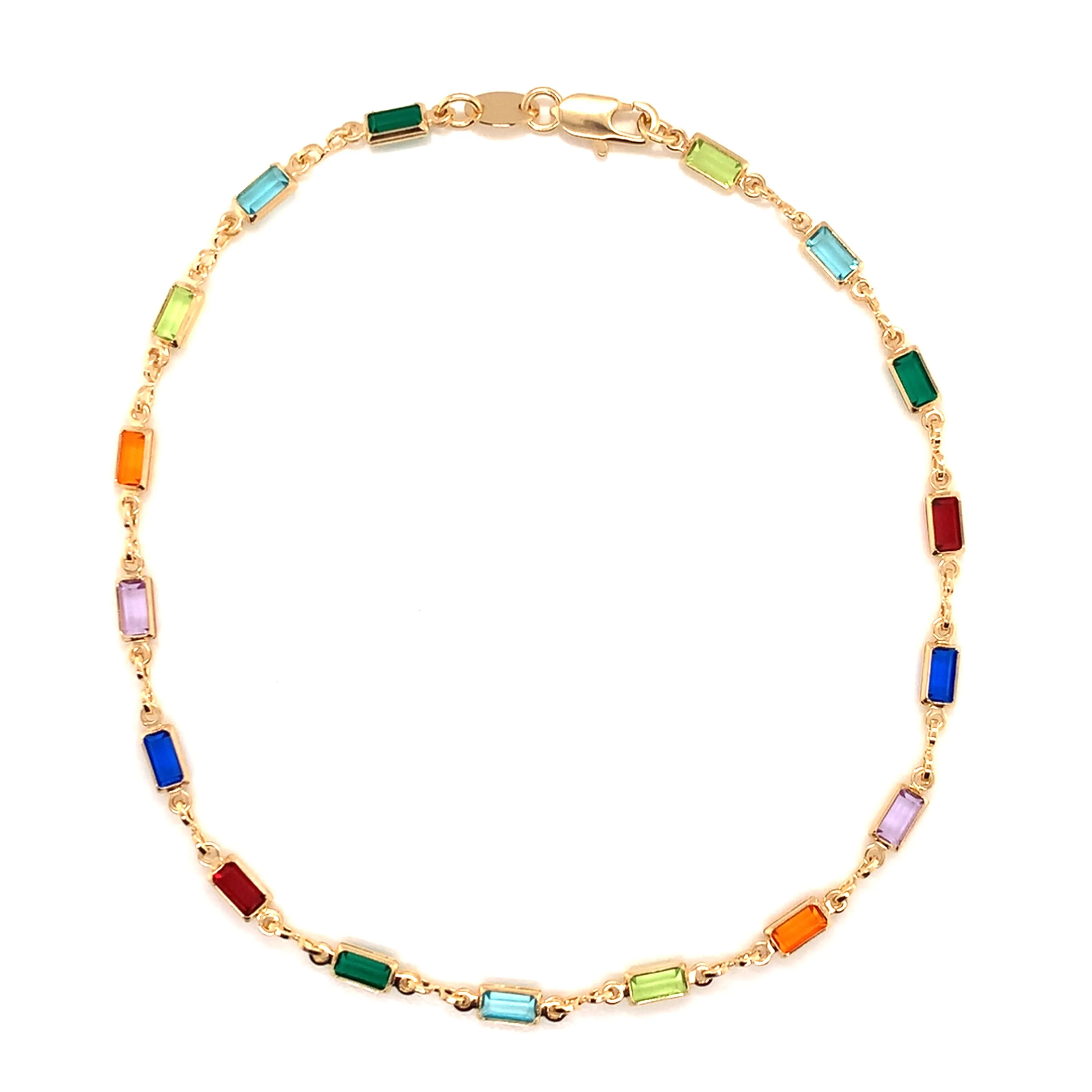 Rose Rectangle Gemstone Anklet