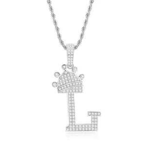Round Cut Created Diamond Hip Hop Micro Pave The Letter L Pendant Necklace