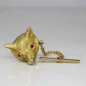 Ruby Fox Head Pin | 0.04ctw