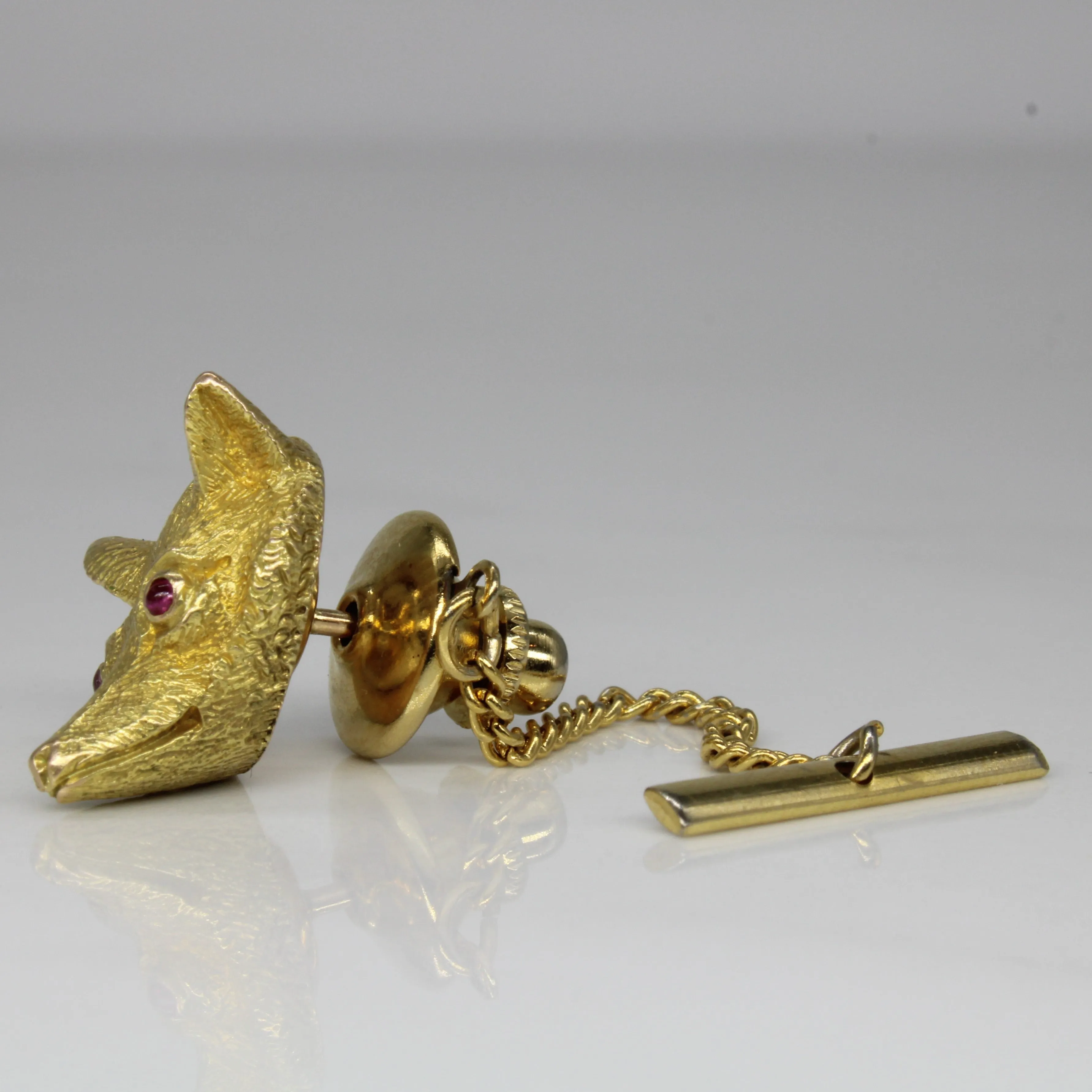 Ruby Fox Head Pin | 0.04ctw