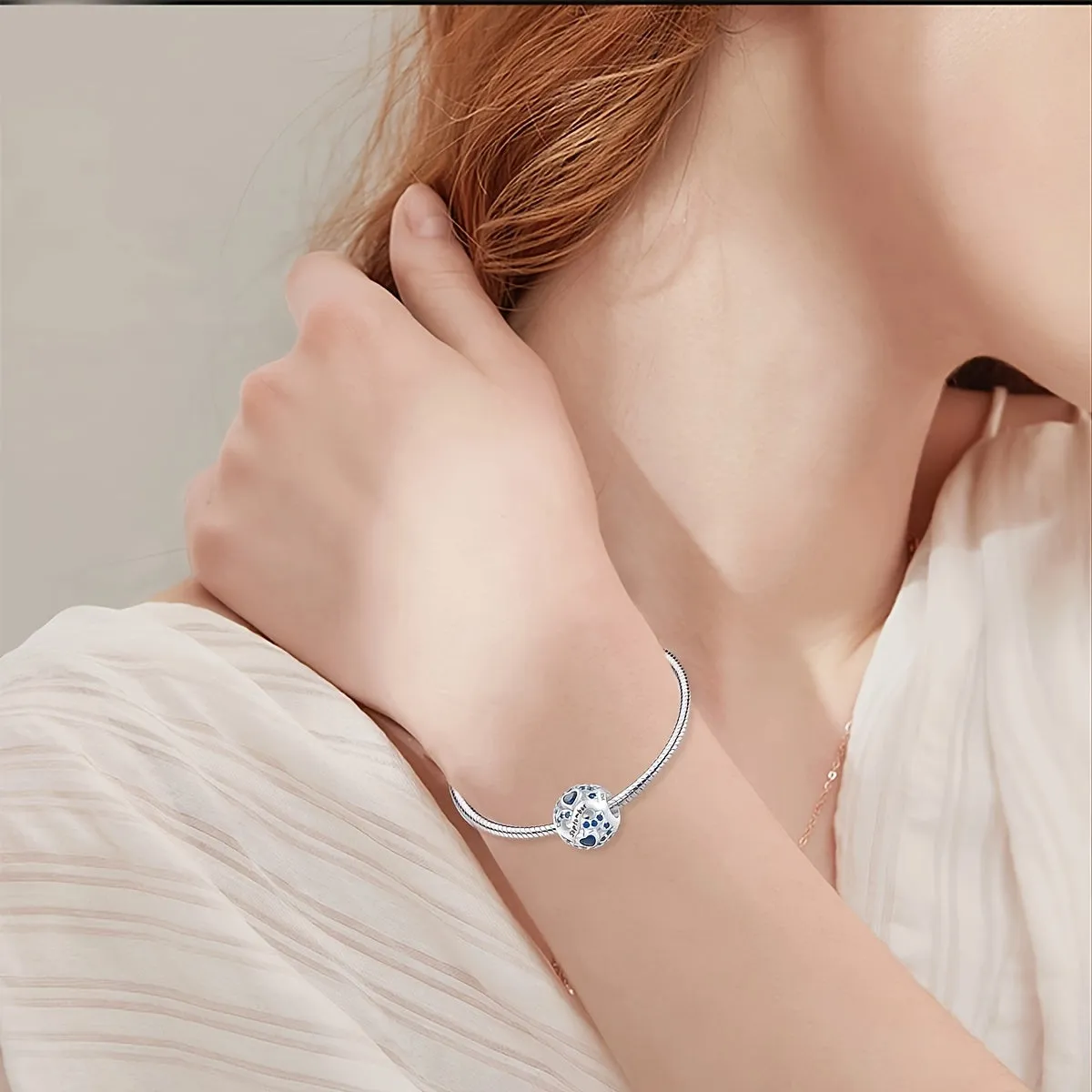 S925 Silver Birthstone Bead Pendant for Bracelets DIY Jewelry