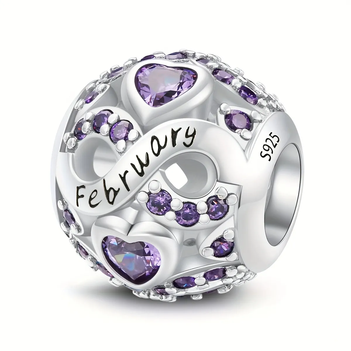 S925 Silver Birthstone Bead Pendant for Bracelets DIY Jewelry