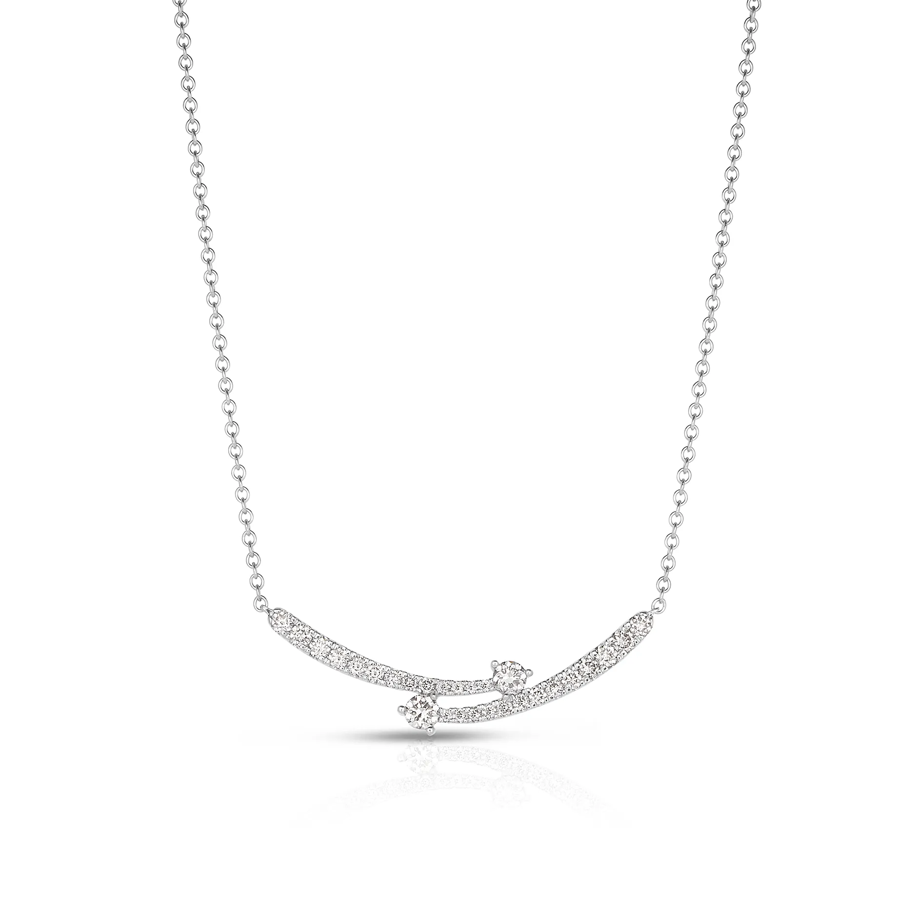 Sabel Collection White Gold Diamond Curved Bar Necklace