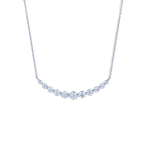 Sabel Collection White Gold Smiley Bar Necklace with Diamonds