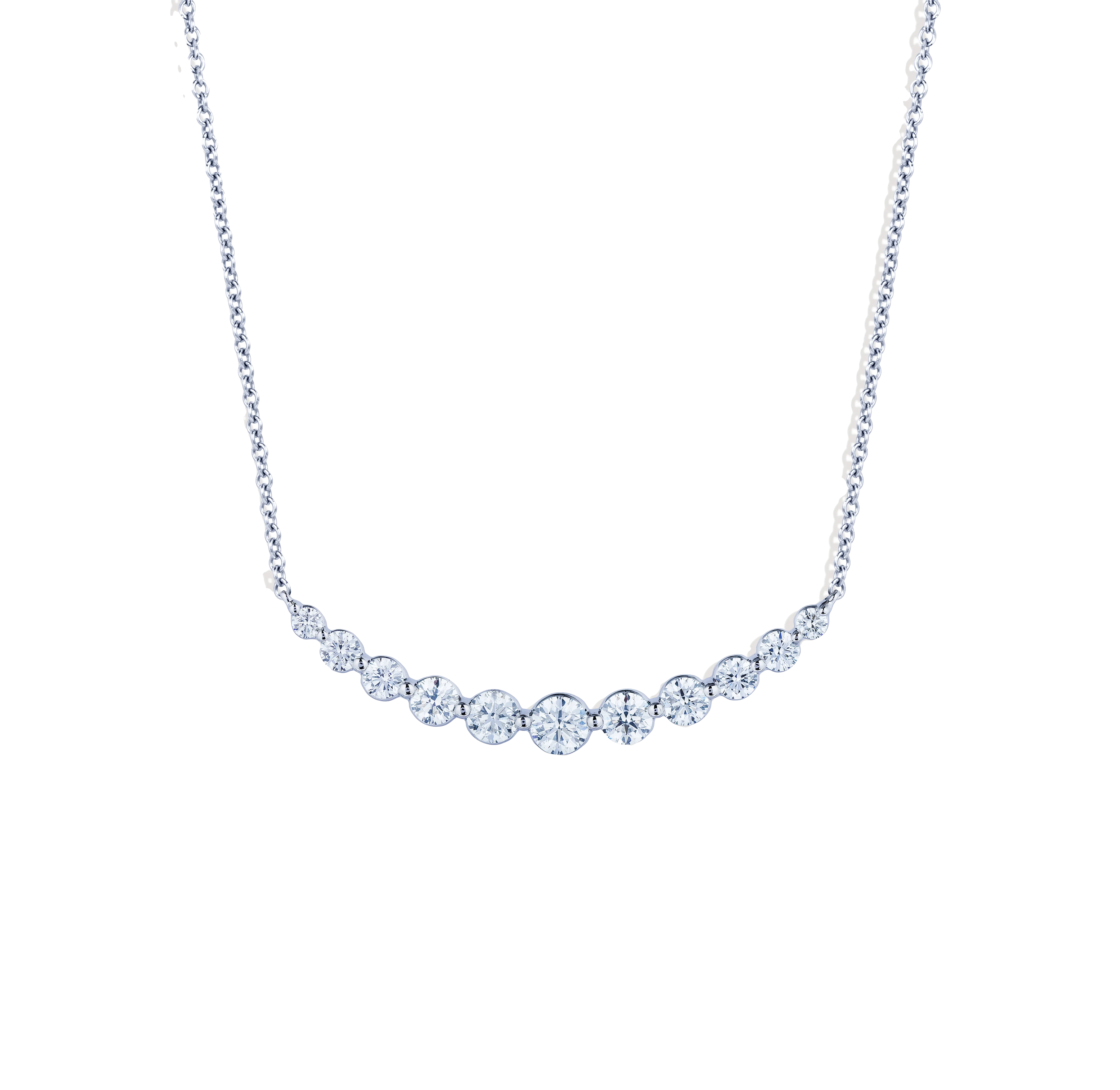 Sabel Collection White Gold Smiley Bar Necklace with Diamonds