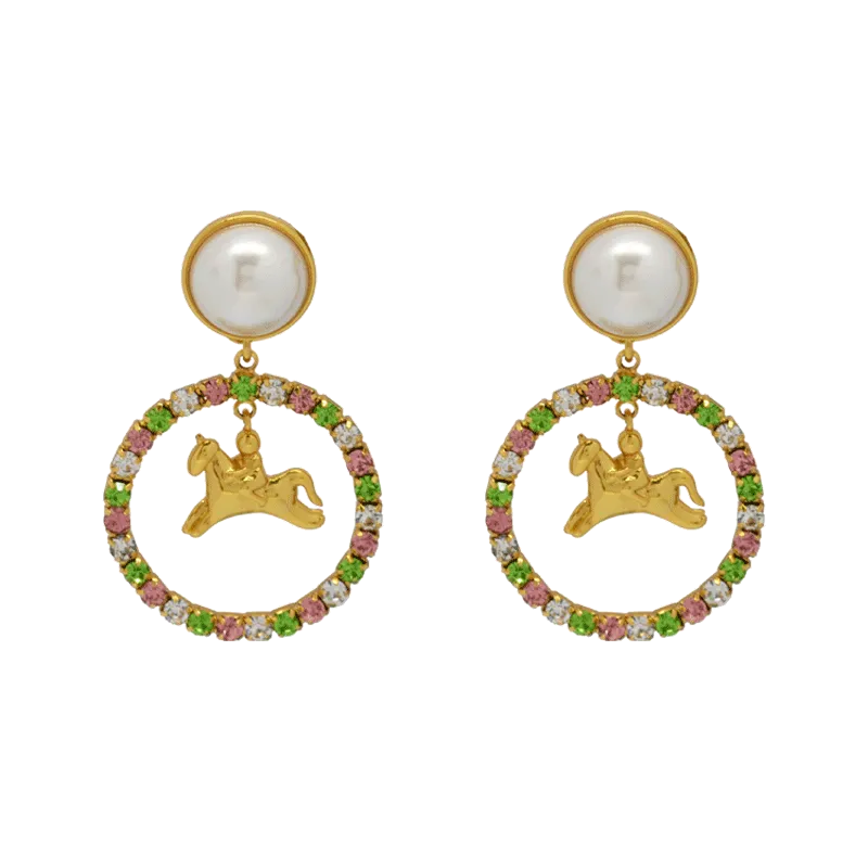 Sahi London - Sahi White Pearl Zircon Stones Crystal Hoop Earring