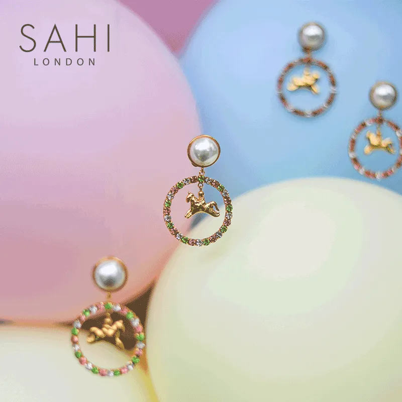 Sahi London - Sahi White Pearl Zircon Stones Crystal Hoop Earring