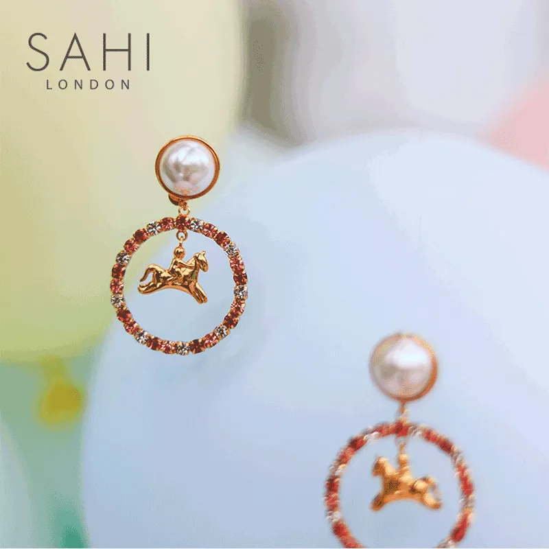 Sahi London - Sahi White Pearl Zircon Stones Crystal Hoop Earring